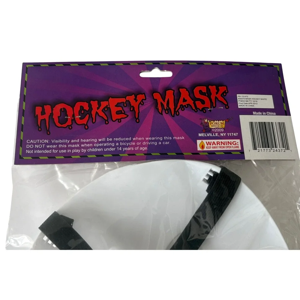 Forum Novelties White Hockey Mask Adult Halloween Costume Accessory 24372 NEW